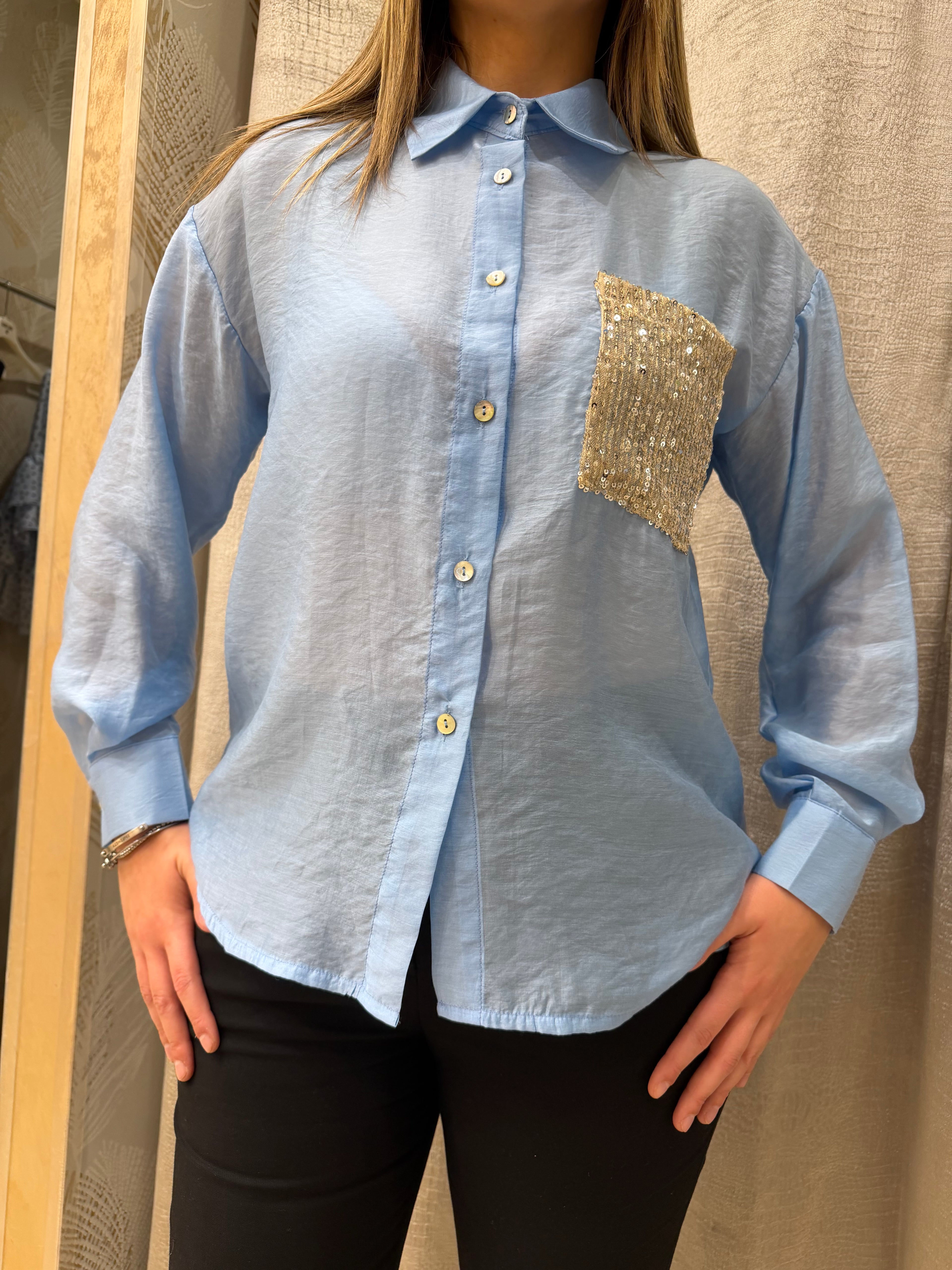 Camicia taschino pailettes