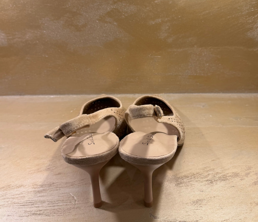 décolleté slingback beige traforate