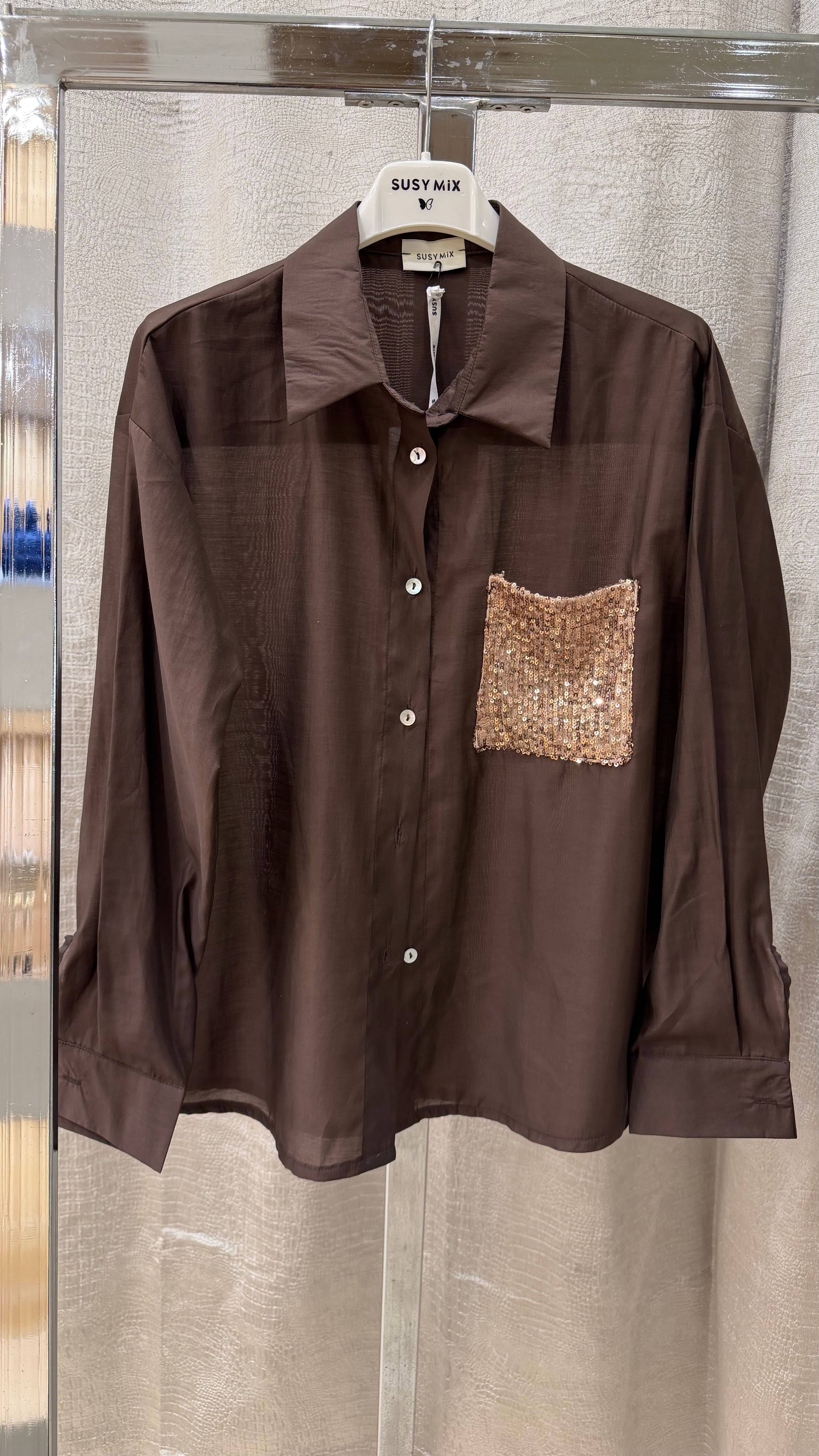 Camicia taschino pailettes