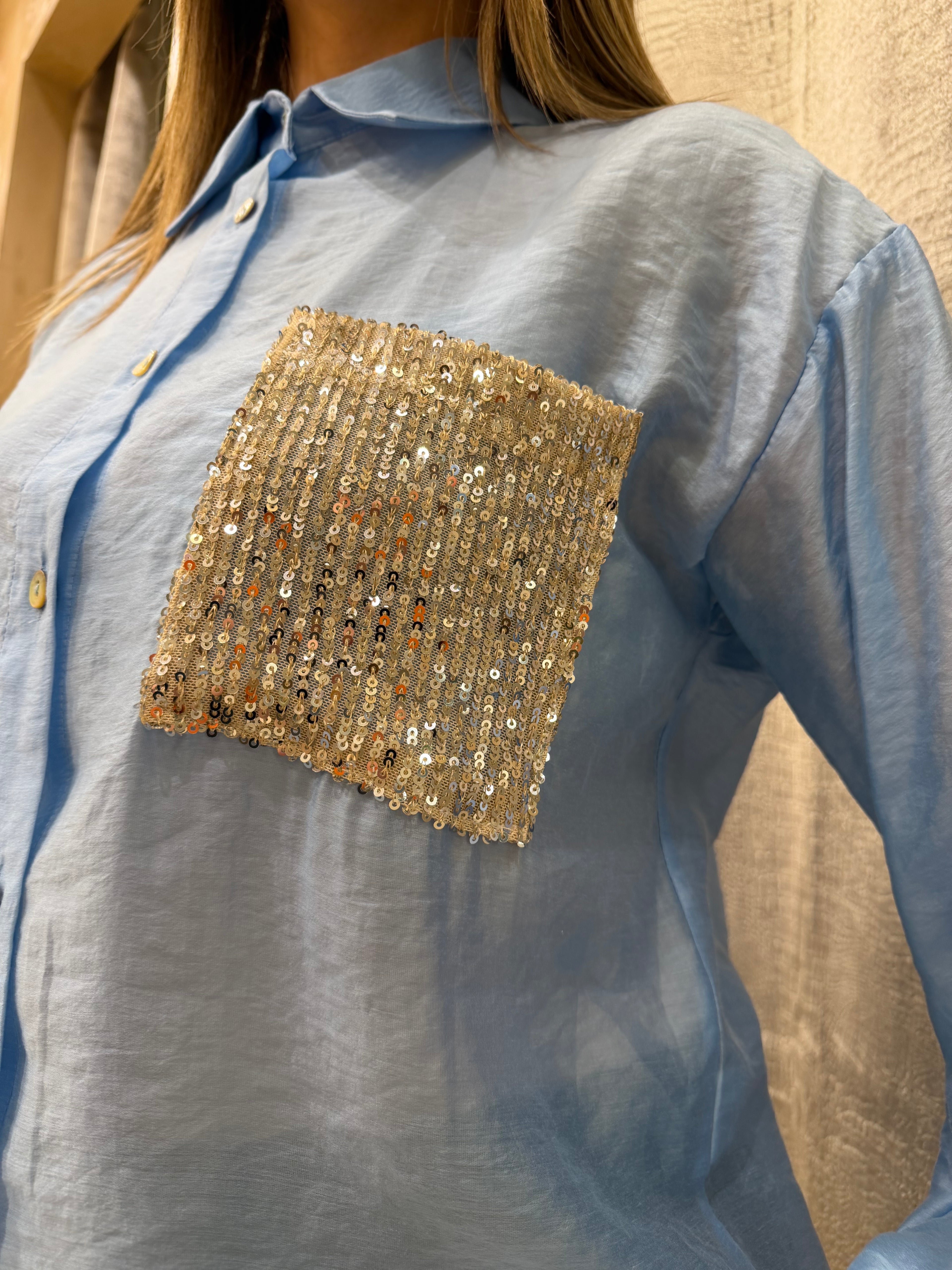 Camicia taschino pailettes