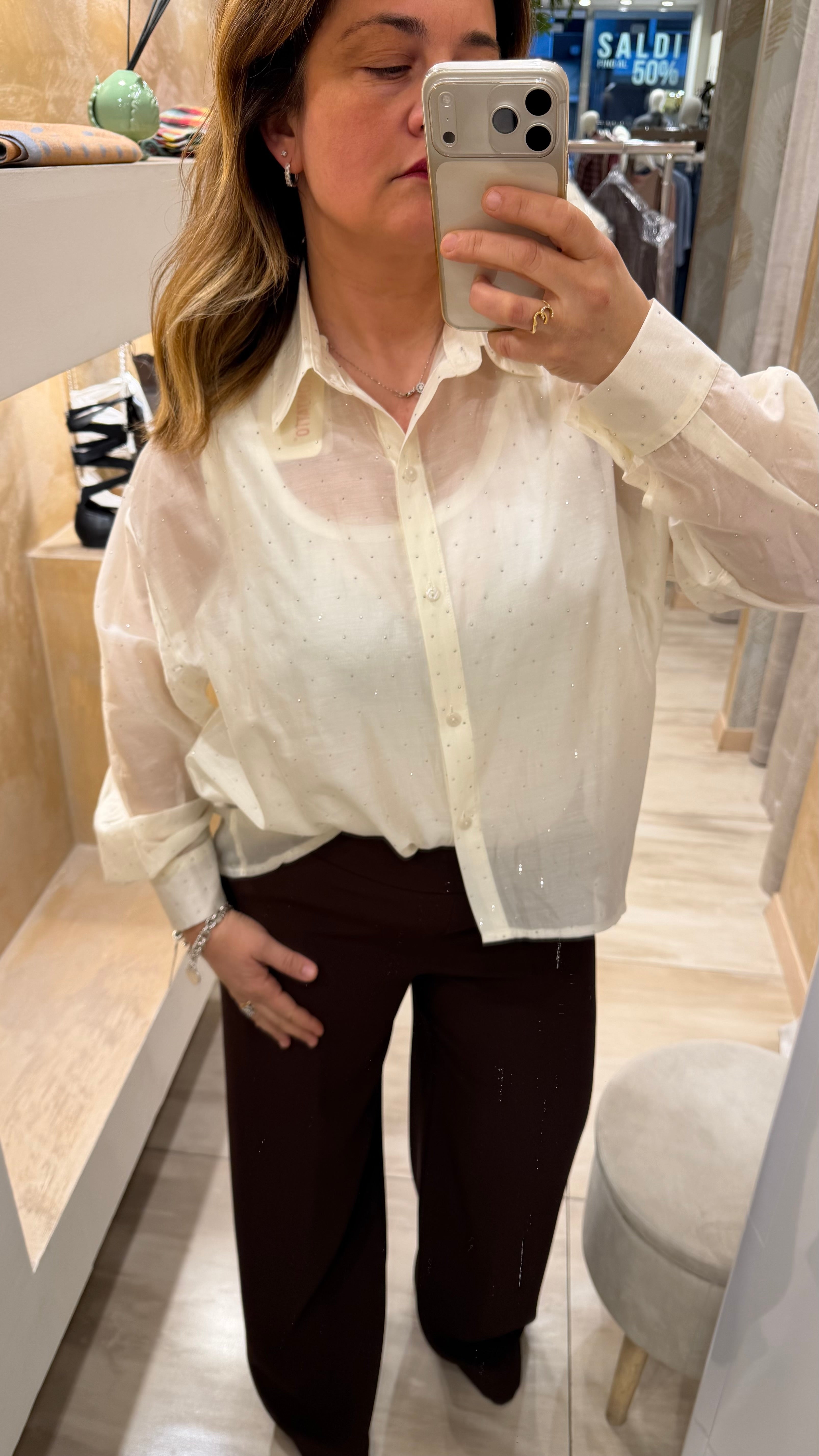 Camicia borchie panna