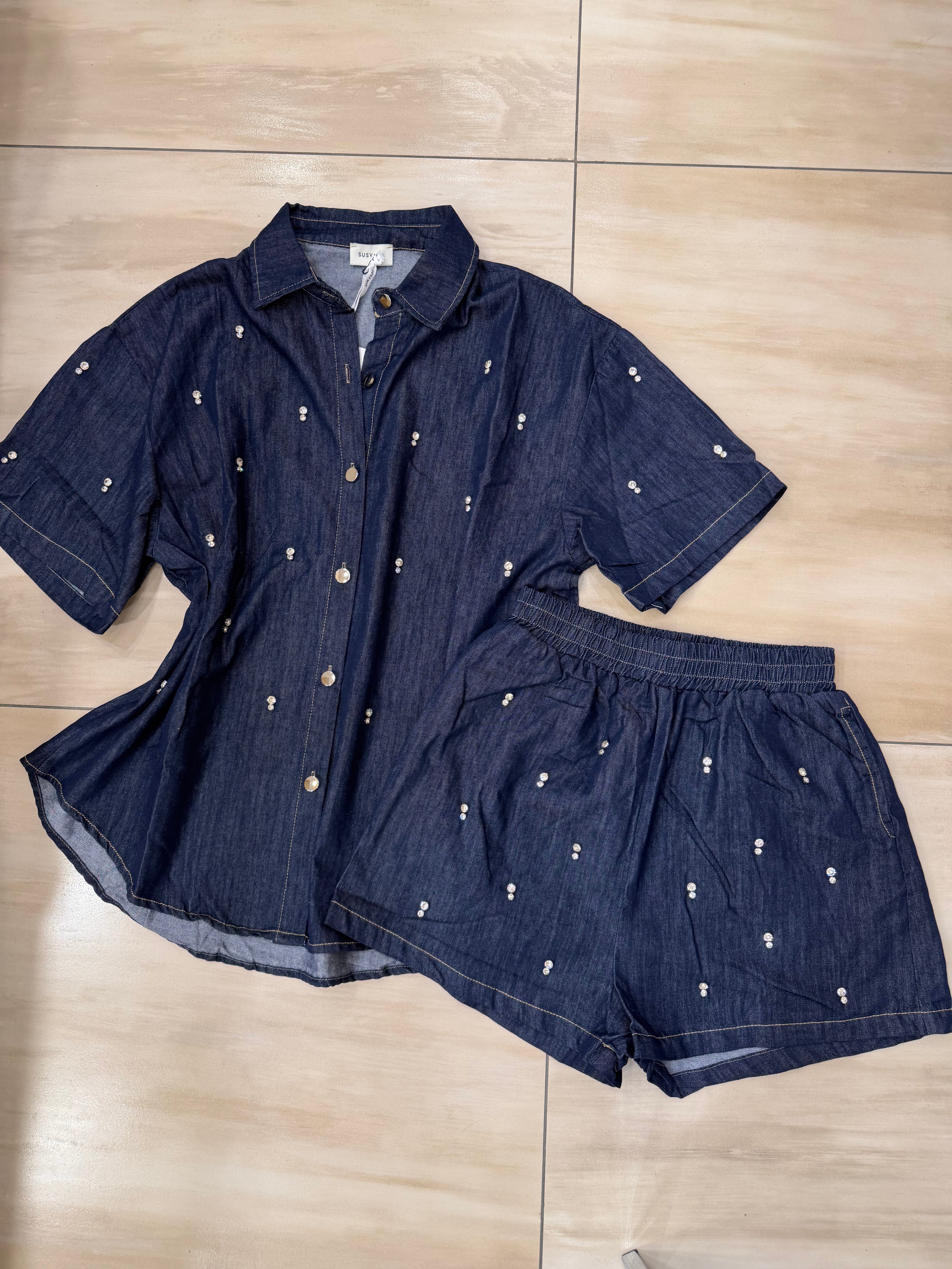 Completo chambray strass